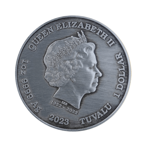 Thumbnail 1 troy ounce zilveren munt Goden van Olympus Artemis 2023 antieke afwerking achterkant