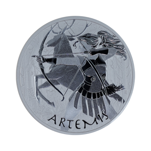 Thumbnail 5 troy ounce silver coin Gods of Olympus Artemis 2023 front