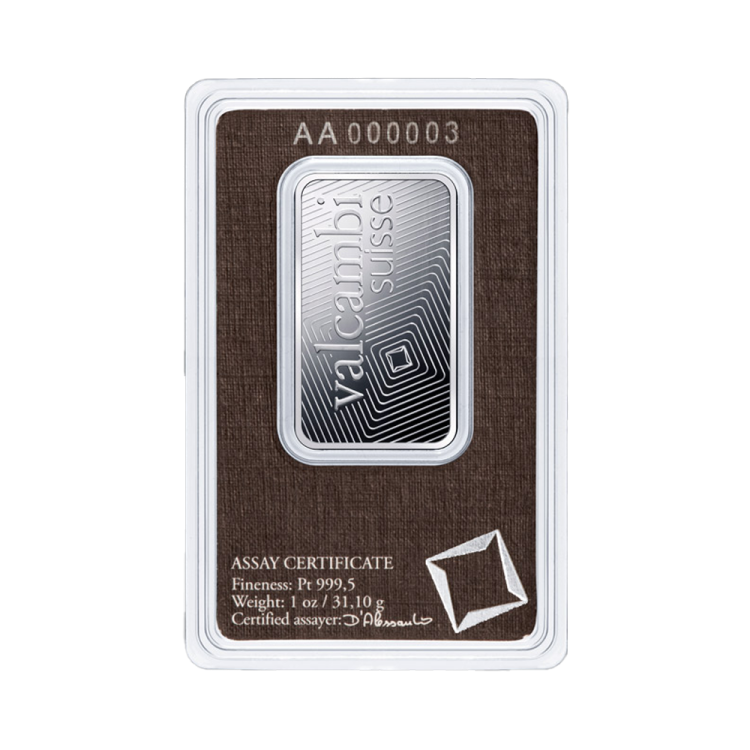 1 oz Divers Platina Baar achterkant