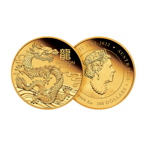 Thumbnail 1 oz Lunar Proof Gouden Munt 2024 perspectief 1