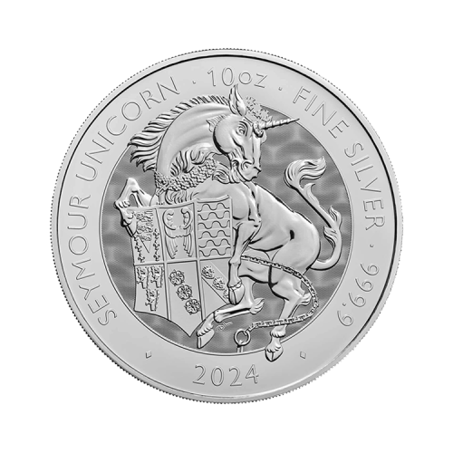 Thumbnail 10 oz Tudor Beasts Zilveren Munt 2024 voorkant