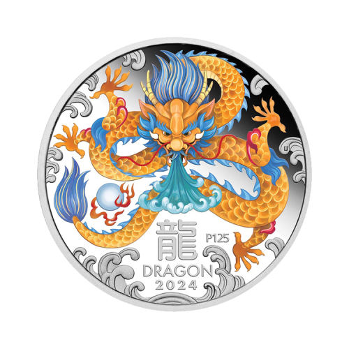 Thumbnail 1 oz Lunar Zilveren Munt 2024 voorkant