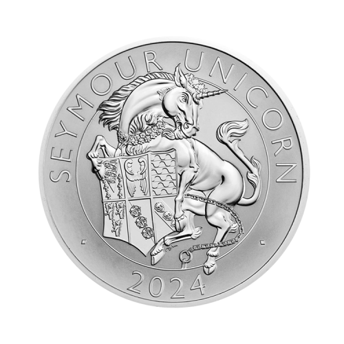 Thumbnail 2-delige set zilveren munten Tudor Beasts Seymour Unicorn 2024 Proof voorkant