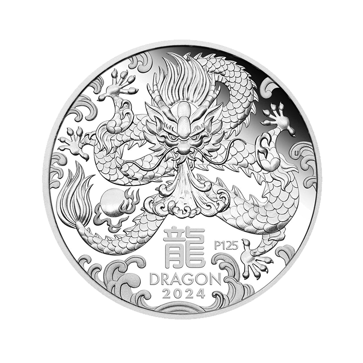 1 oz Lunar Zilveren Munt 2024 voorkant