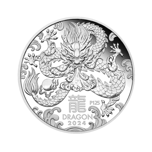 Thumbnail 1 oz Lunar Zilveren Munt 2024 voorkant