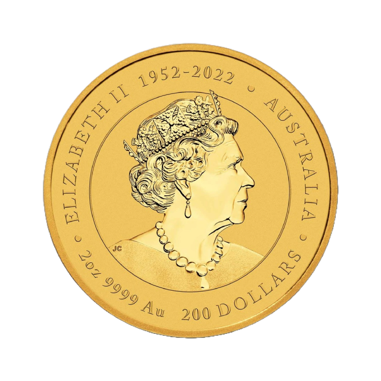 2 oz Lunar Gouden Munt 2024 achterkant