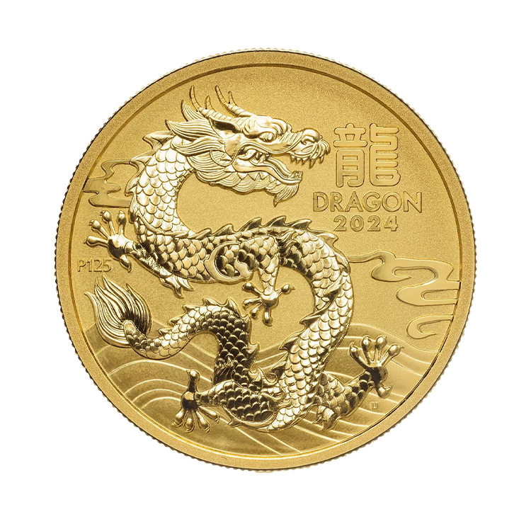 1 oz Lunar Gold Coin 2024 front