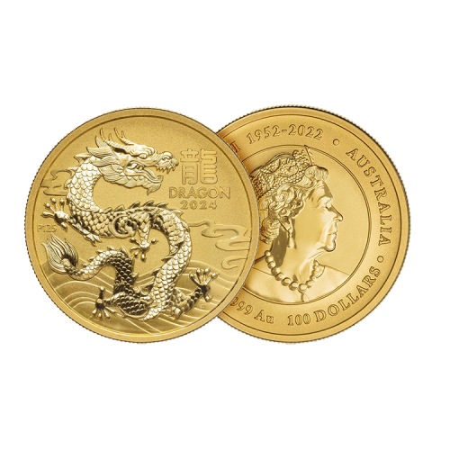 Thumbnail 1 oz Lunar Gold Coin 2024 angle 1