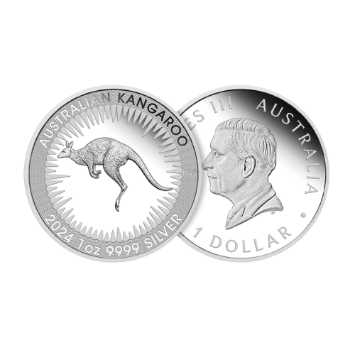 Thumbnail 1 troy ounce zilveren munt Kangaroo 2024 Proof perspectief 1