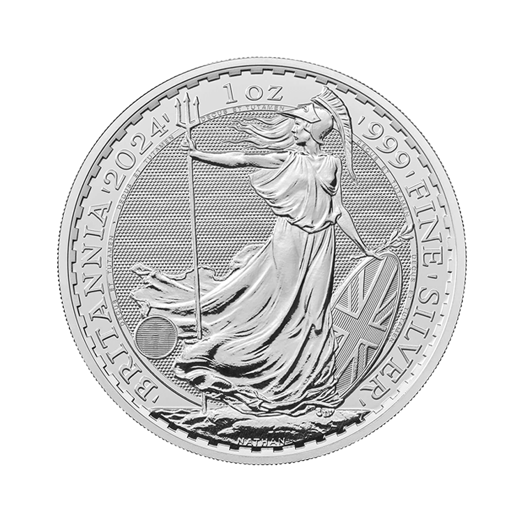 1 troy ounce silver Britannia coin from 2024 obverse
