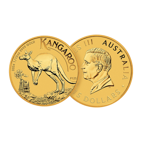Thumbnail 1/10 oz Kangaroo Gouden Munt 2024 perspectief 1