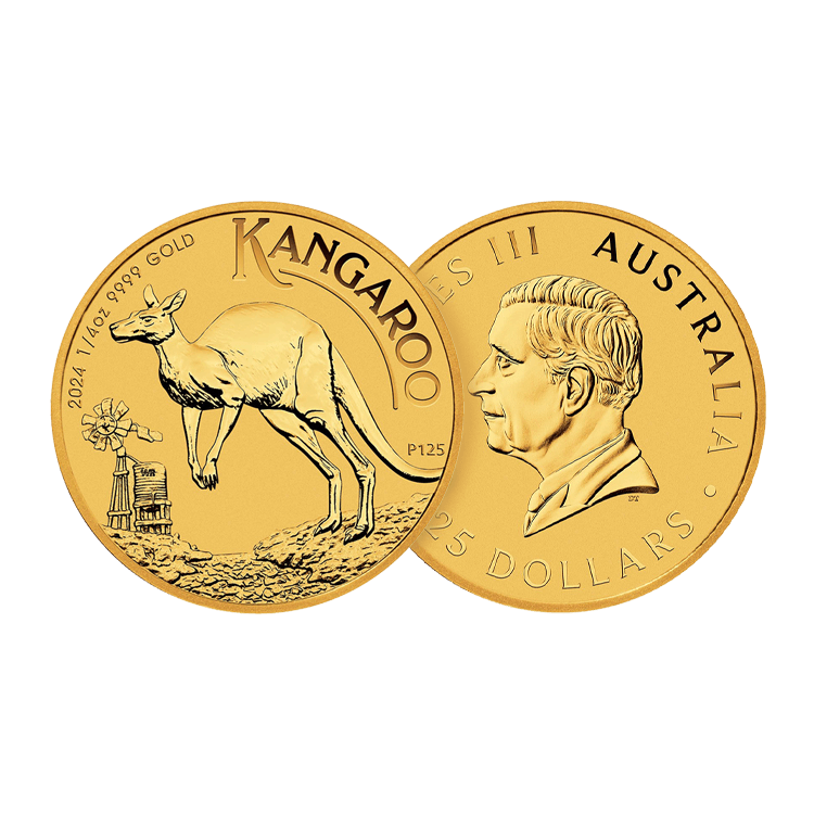 Gouden Kangaroo munt 1/4 troy ounce uit 2024 ontwerp