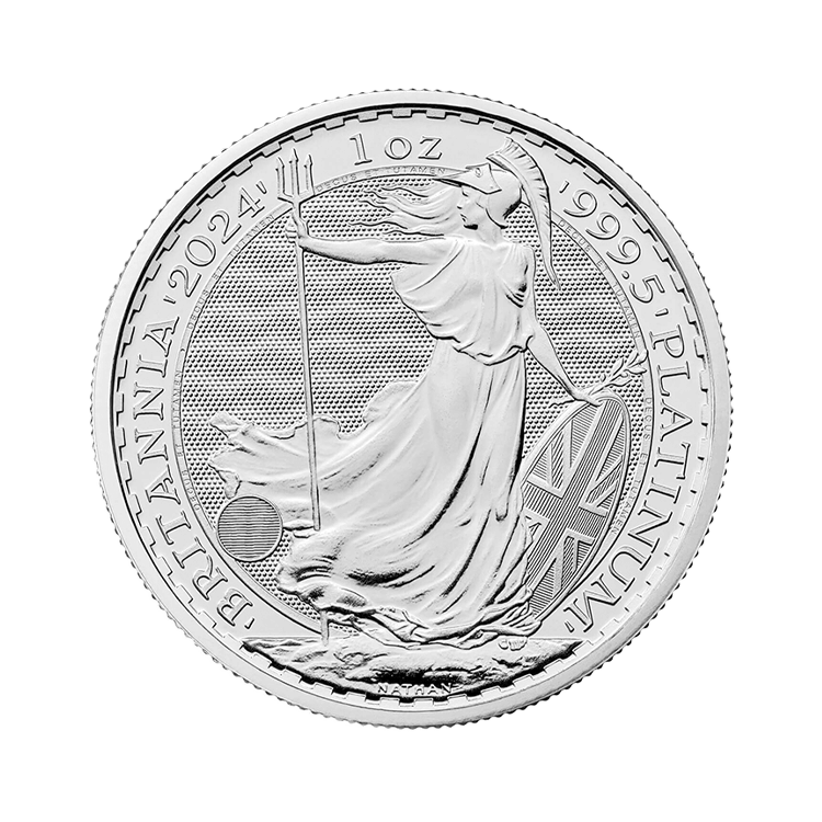 Voorkant 1 troy ounce platina Britannia munt 2025