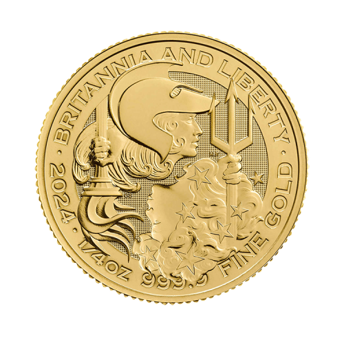 Thumbnail 1/4 oz Royal Mint Gouden Munt 2024 voorkant