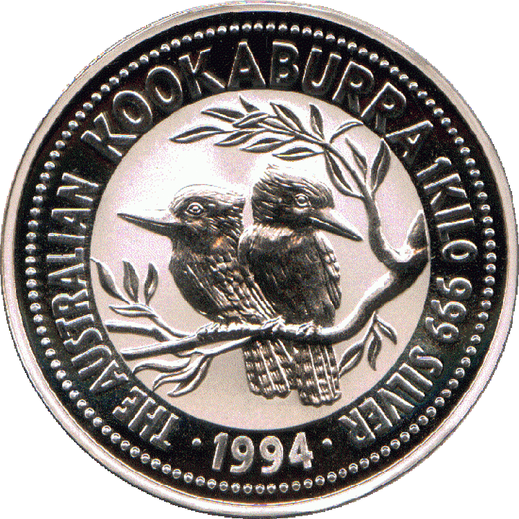 1 kilo Kookaburra Zilveren Munt voorkant