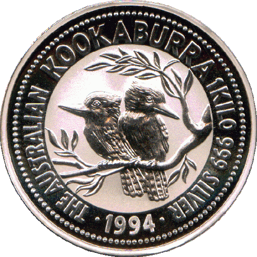 Thumbnail 1 kilo Kookaburra Zilveren Munt voorkant