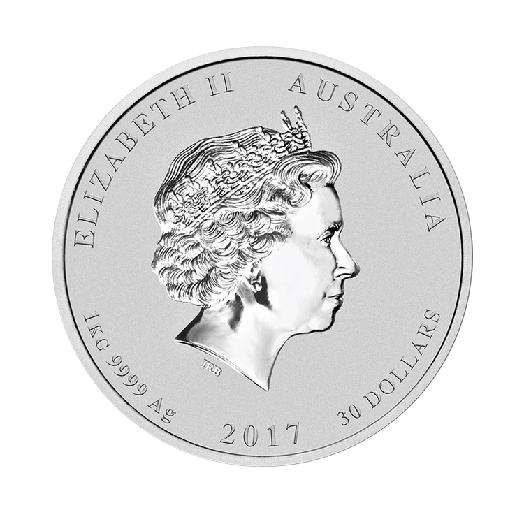 1 kilo Lunar Zilveren Munt 2017 achterkant