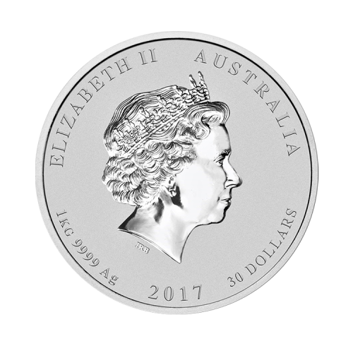 Thumbnail 1 kilo Lunar Zilveren Munt 2017 achterkant