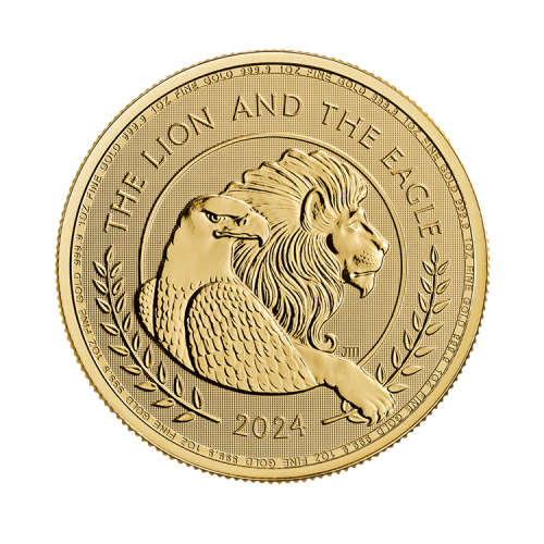 Thumbnail 1 troy ounce gouden munt Lion and Eagle 2024 voorkant