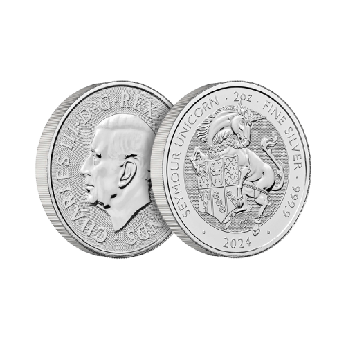 Thumbnail 2 oz Tudor Beasts Zilveren Munt 2024 perspectief 1