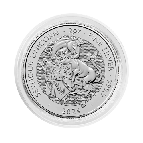 Thumbnail 2 oz Tudor Beasts Zilveren Munt 2024 perspectief 2
