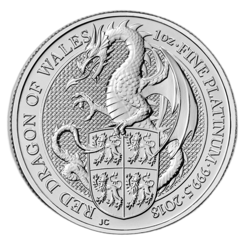 Thumbnail 1 oz Queens Beasts Platina Munt 2018 voorkant