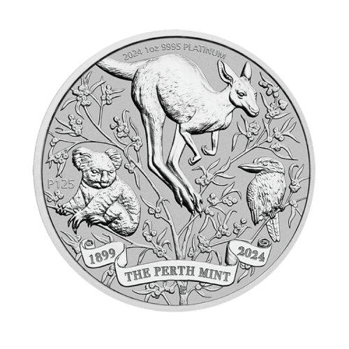 Thumbnail 1 troy ounce platina Perth Mint 125th Anniversary munt 2024 voorkant