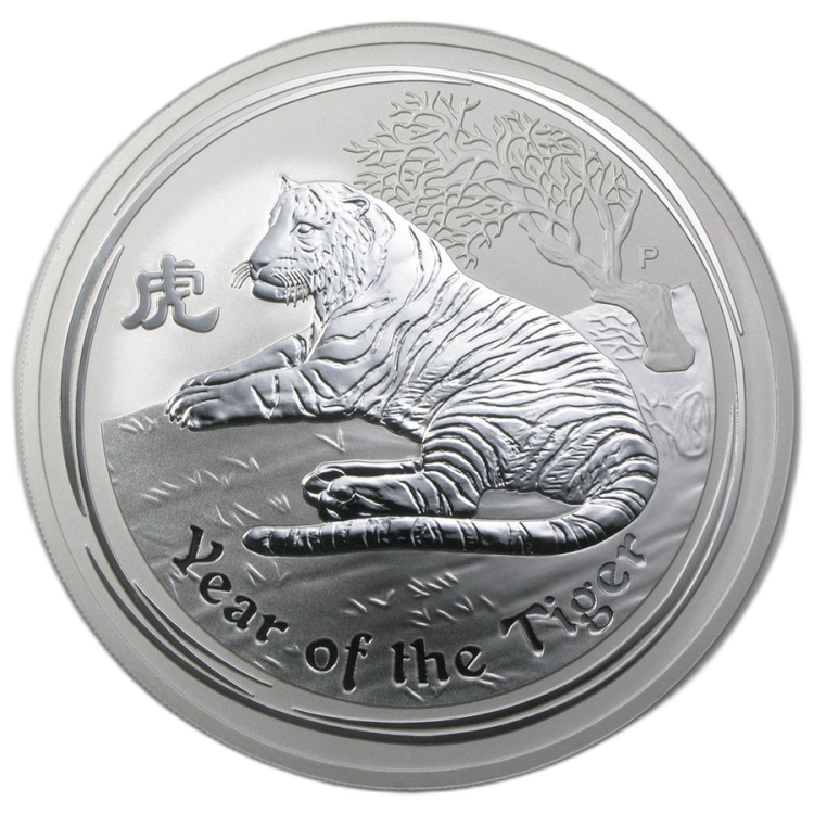 10 oz Lunar Zilveren Munt 2010 voorkant