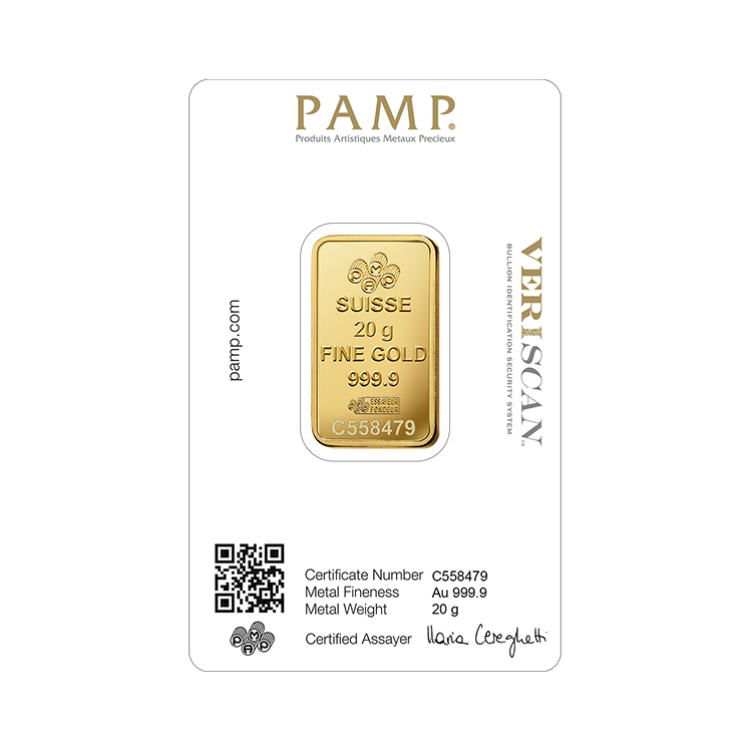 20g Pamp Suisse Lingot d'Or back