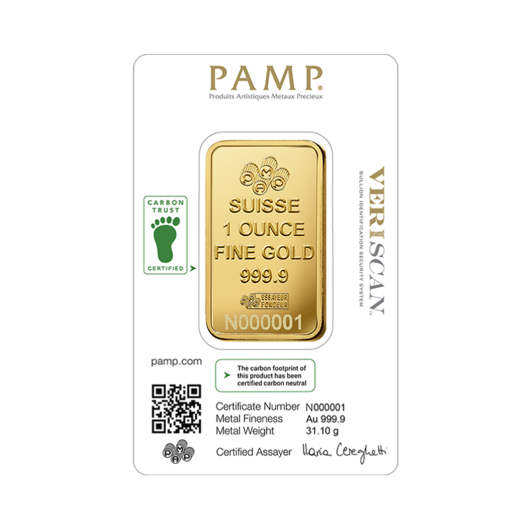 1 oz Pamp Suisse Goldbarren back