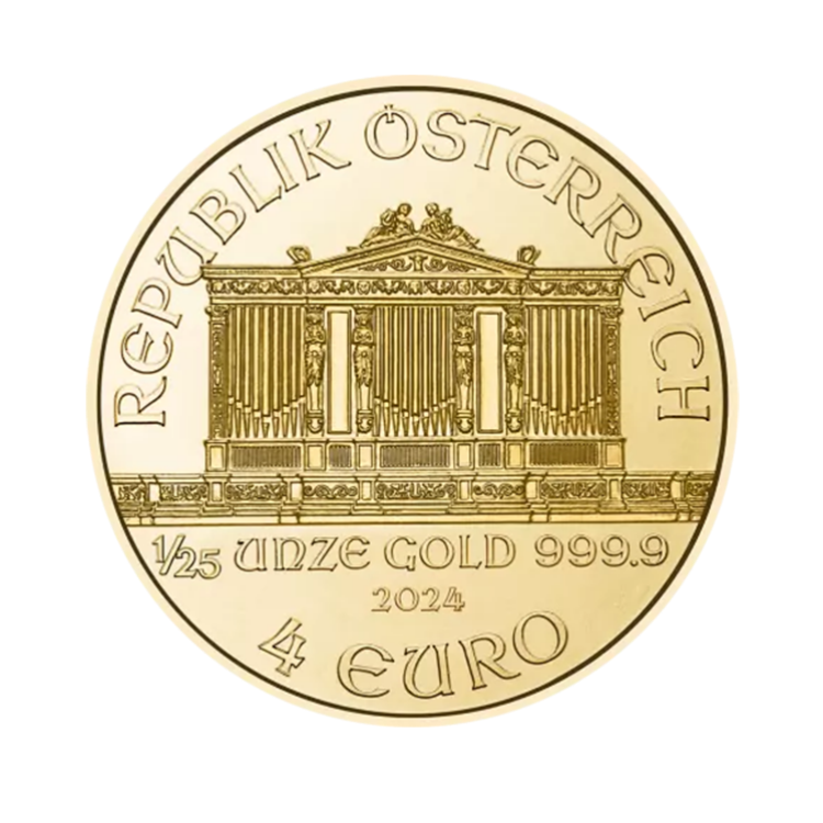 1/25 oz Philharmoniker Gouden Munt 2023 achterkant