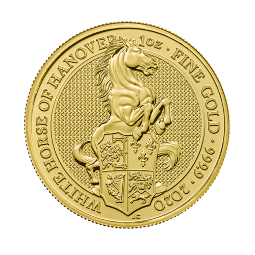 Thumbnail 1 oz Queens Beasts Gouden Munt 2020 voorkant