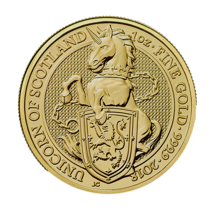 1 oz Queens Beasts Gouden Munt 2018 voorkant