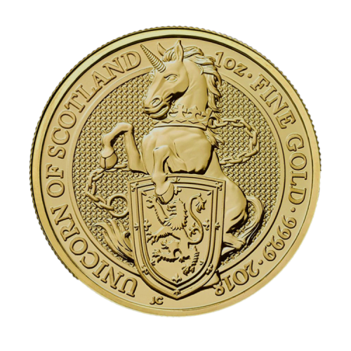 Thumbnail 1 oz Queens Beasts Gouden Munt 2018 voorkant