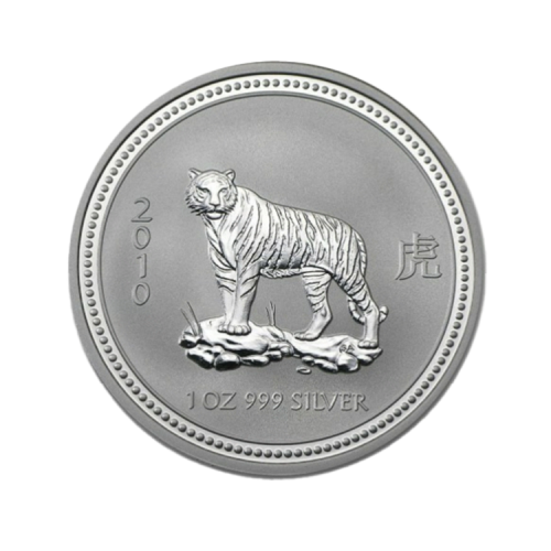 Thumbnail 1 oz Lunar Zilveren Munt 2010 voorkant
