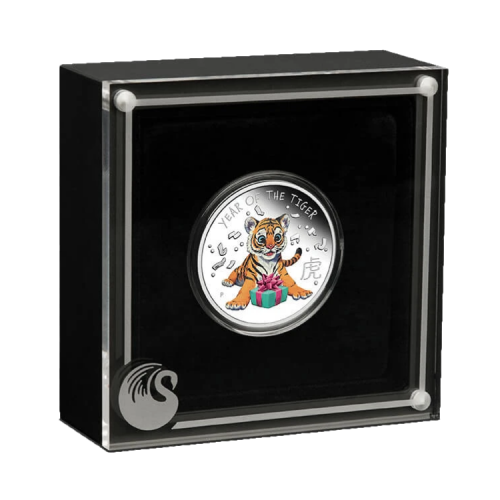 Thumbnail 1/2 troy ounce zilveren munt baby tijger 2022 Proof angle 1