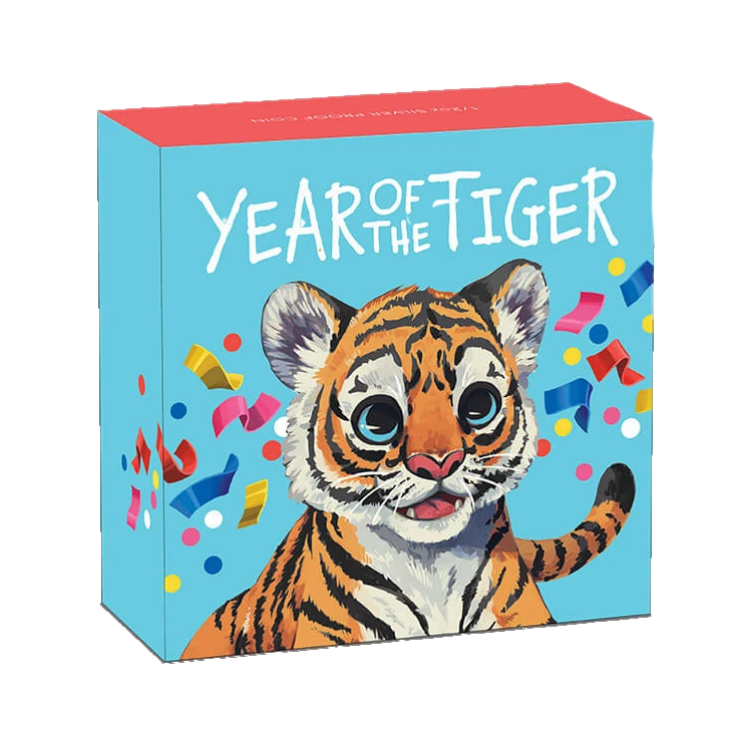 1/2 troy ounce zilveren munt baby tijger 2022 Proof angle 2
