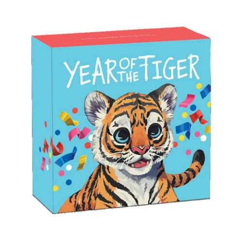 Thumbnail 1/2 troy ounce zilveren munt baby tijger 2022 Proof angle 2