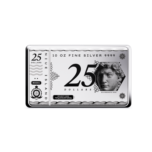 Thumbnail 10 troy ounce zilveren muntbaar Silvernote 2024 voorkant