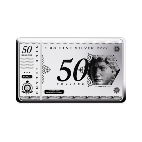 Thumbnail 1 kilo zilveren muntbaar Silvernote 2024 voorkant
