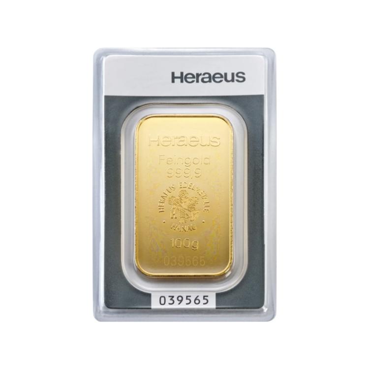 100g Heraeus Lingot d'Or front