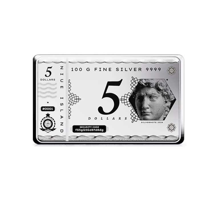 100 gram zilveren muntbaar Silvernote 2024 voorkant