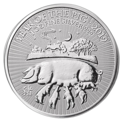 Thumbnail 1 oz Lunar Zilveren Munt 2019 voorkant