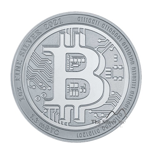 Thumbnail Voorzijde zilveren Bitcoin munt