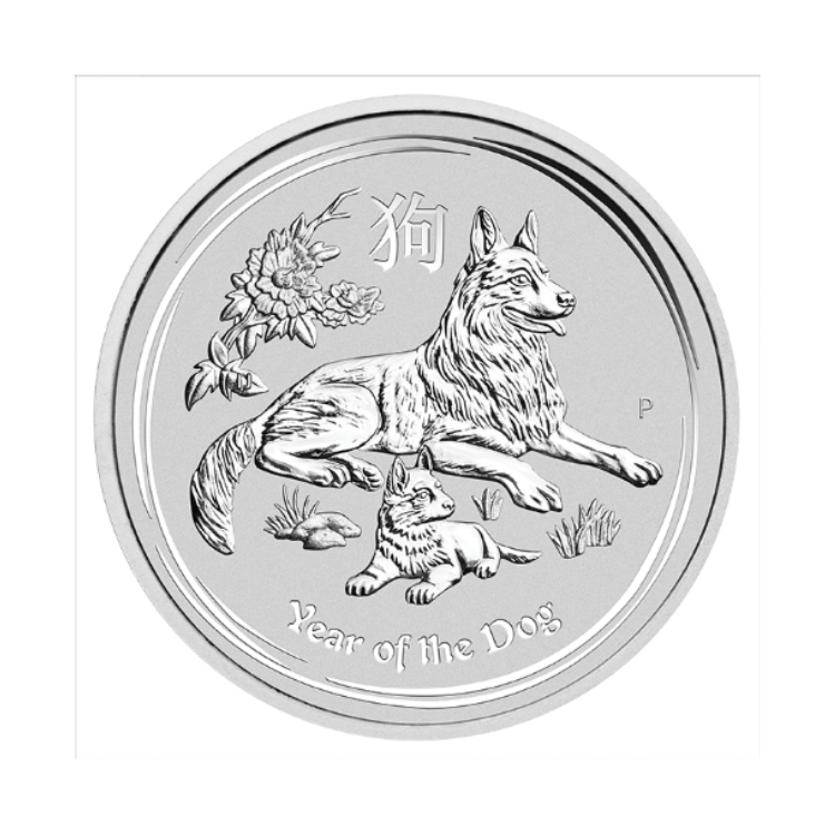1 kilo Lunar Zilveren Munt 2018 voorkant