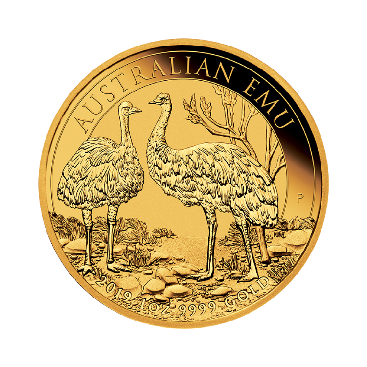 1 troy ounce gouden Emu munt 2019 voorkant