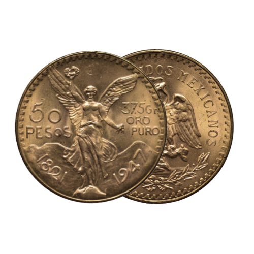 Thumbnail 50 pesos munt Mexico Gouden Munt Divers perspectief 1