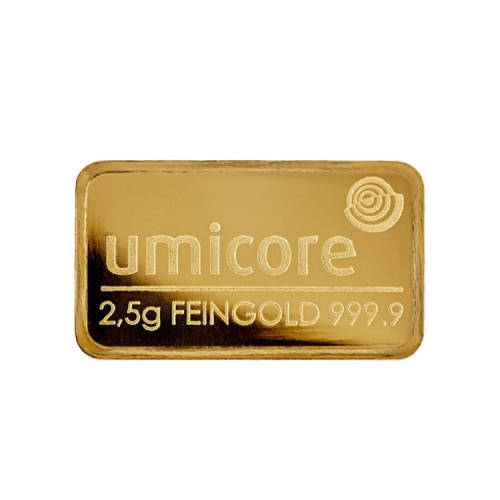 Thumbnail 2,5g Umicore Gold Bar Mixed Years front