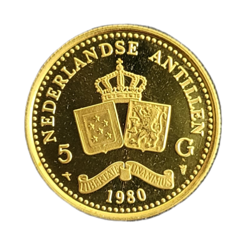 Thumbnail 5 Gulden Nederlandse Antillen (1980) Gouden Munt 1980 voorkant