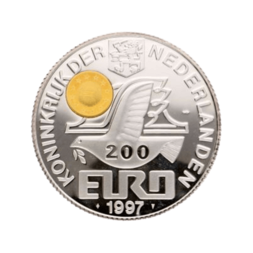 Thumbnail 5 troy ounce zilveren munt 200 Euro voorkant